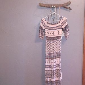 Multi-Colored off the shoulder Maxi Dress